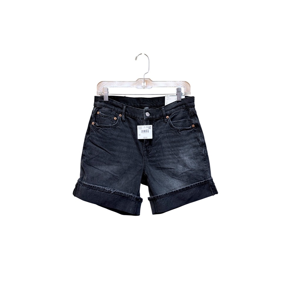 NWT American Eagle Strigid 6" Relaxed Short Washed Black Denim Cuffed Size 4 27W